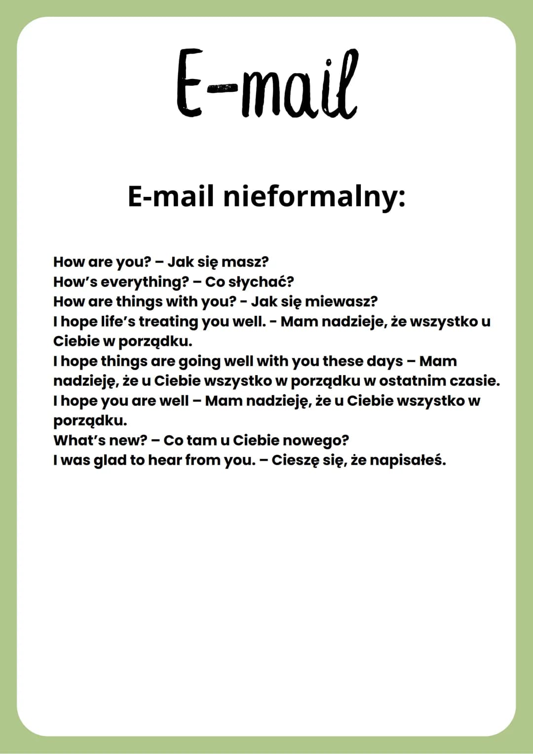 E-mail
PO ANGIELSKU
Temat maila
Własnie wróciłes z otwarcia nowego centrum handlowego w twoim miescie.W e-mailu do
kolegi lub kolezanki napi