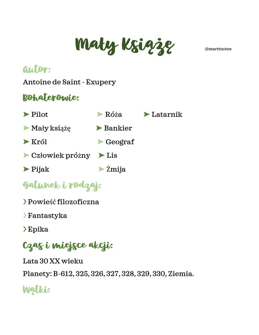 Mały Książę
autor:
Antoine de Saint-Exupery
Bohaterowie:
Pilot
Mały książę
Król
Człowiek próżny
Pijak
gatunek i rodzaj:
> Powieść filozoficz