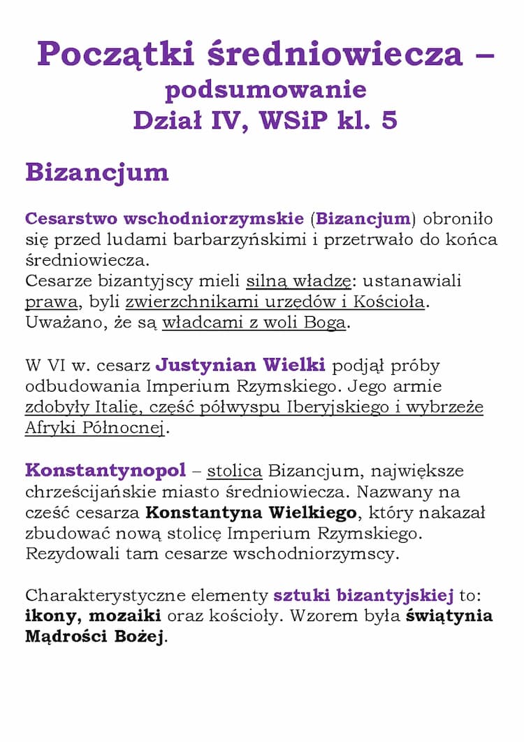 Know Początki średniowiecza – podsumowanie Dział IV, WSiP kl. 5 thumbnail