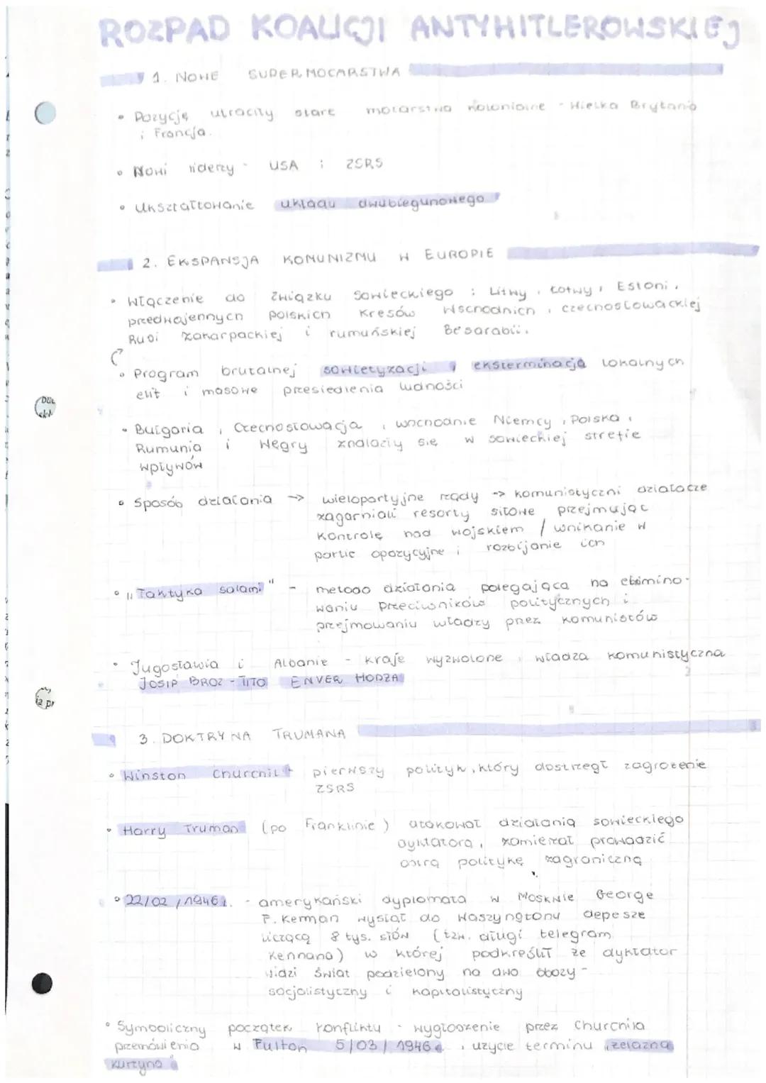 Rozpad koalicji antyhitlerowskiej i początki zimnej wojny