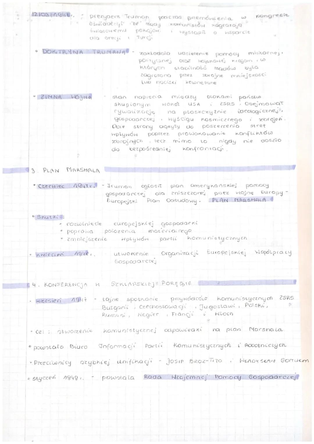 # ROZPAD KOAUCJI ANTYHITLEROWSKIEJ

1. NOHE SUPER MOCARSTWA

- Pozycje utracily stare molarstwo kolonidine Hielka Brytand
  i Francja

- Non