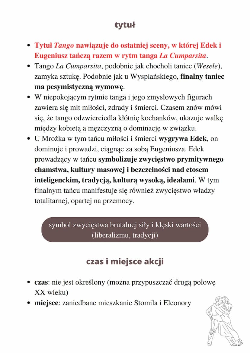 Tango
o utworze
autor: Sławomir Mrożek
wydane w 1964 r.
literatura powojenna
dramat groteskowy
Akt I
bunt Artura, chęć
przywrócenia ładu
gen