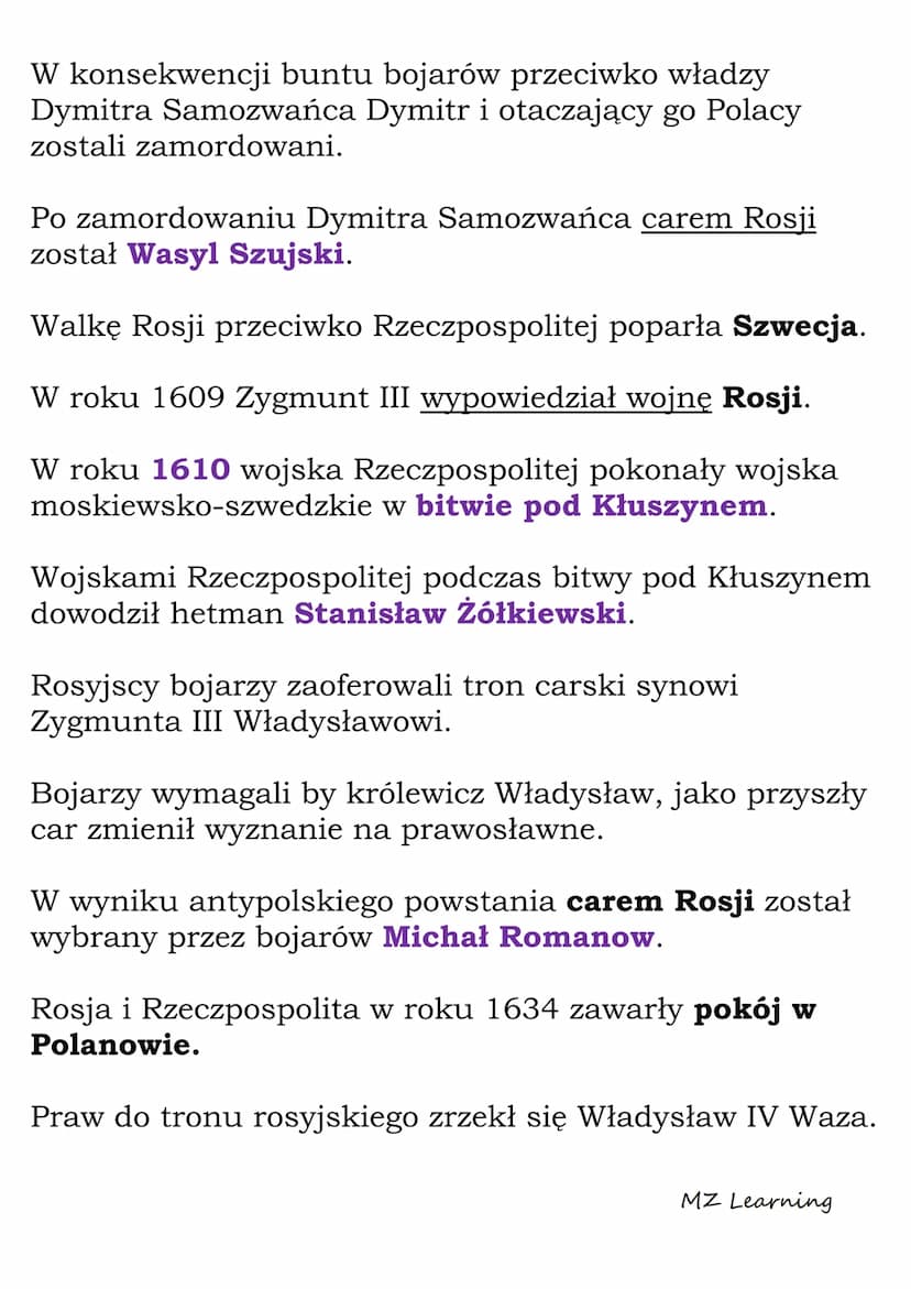 Wojny z Rosją.
Dymitriady.
Po śmierci Stefana Batorego królem Rzeczpospolitej był
Zygmunt III.
Zygmunt III pochodził z dynastii Wazów.
Ojcie