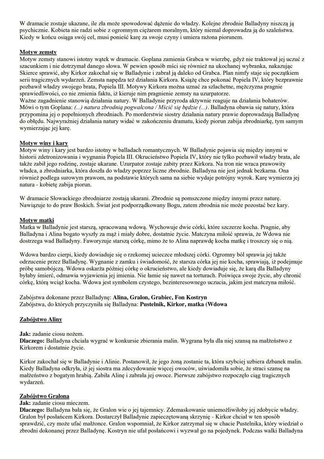 Balladyna
Streszczenie
List dedykacyjny
W liście dedykacyjnym z lipca 1839 roku Słowacki poświęca Balladynę swojemu przyjacielowi - Zygmunto