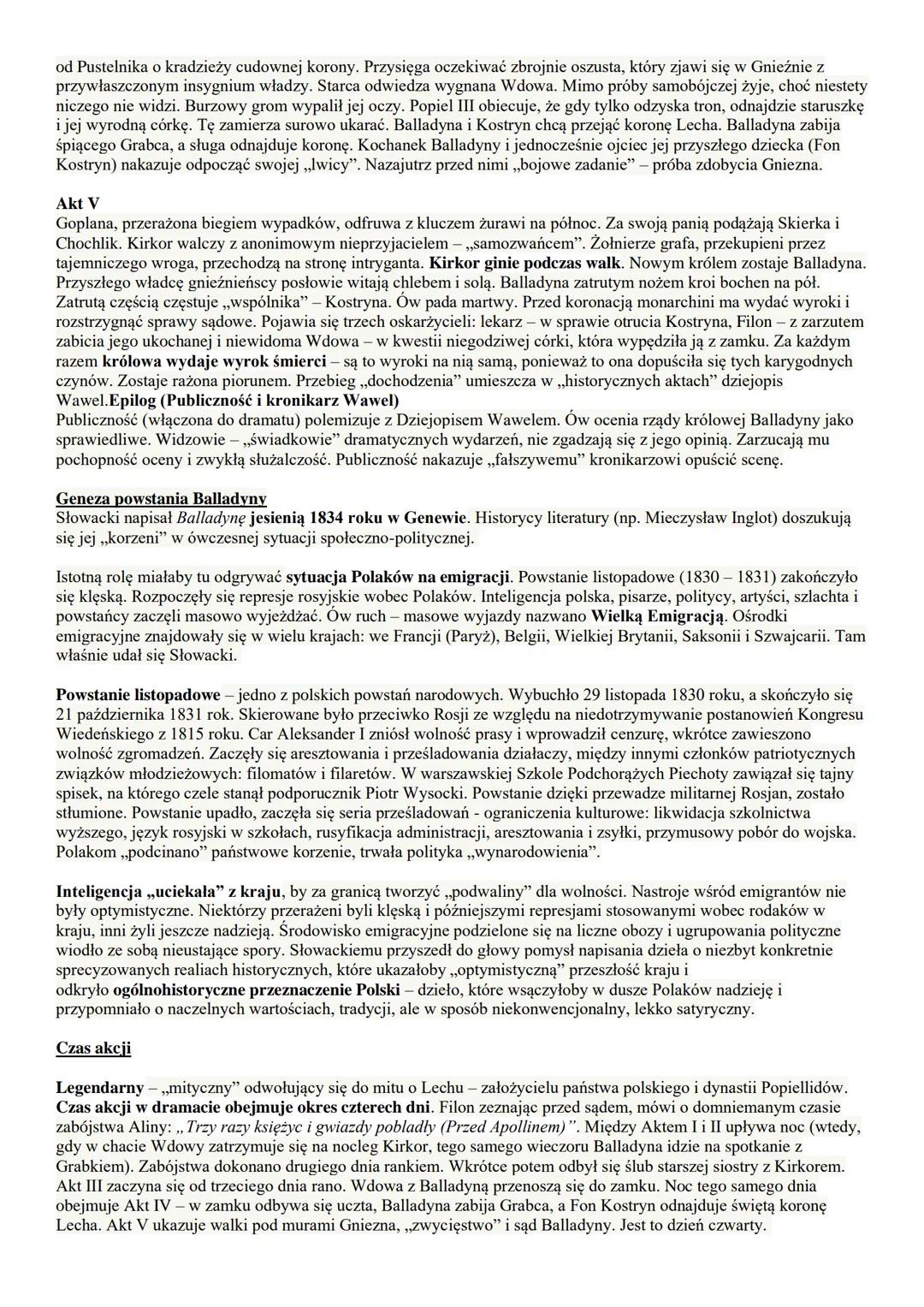 Balladyna
Streszczenie
List dedykacyjny
W liście dedykacyjnym z lipca 1839 roku Słowacki poświęca Balladynę swojemu przyjacielowi - Zygmunto