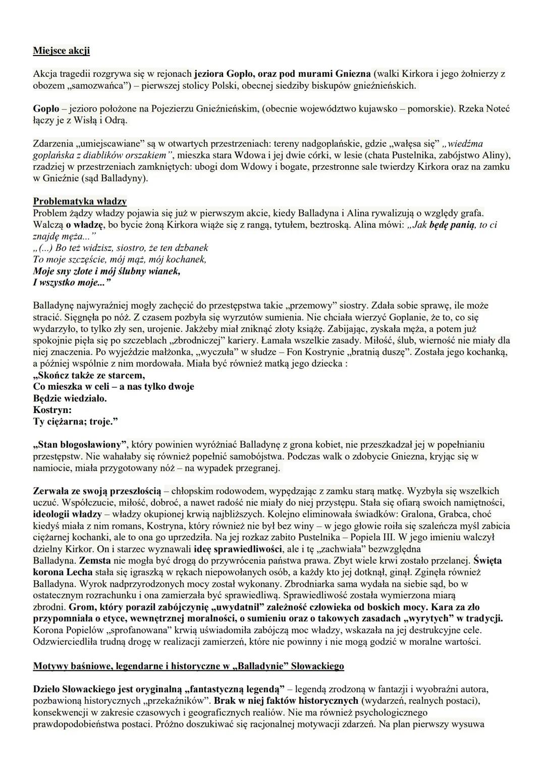 Balladyna
Streszczenie
List dedykacyjny
W liście dedykacyjnym z lipca 1839 roku Słowacki poświęca Balladynę swojemu przyjacielowi - Zygmunto