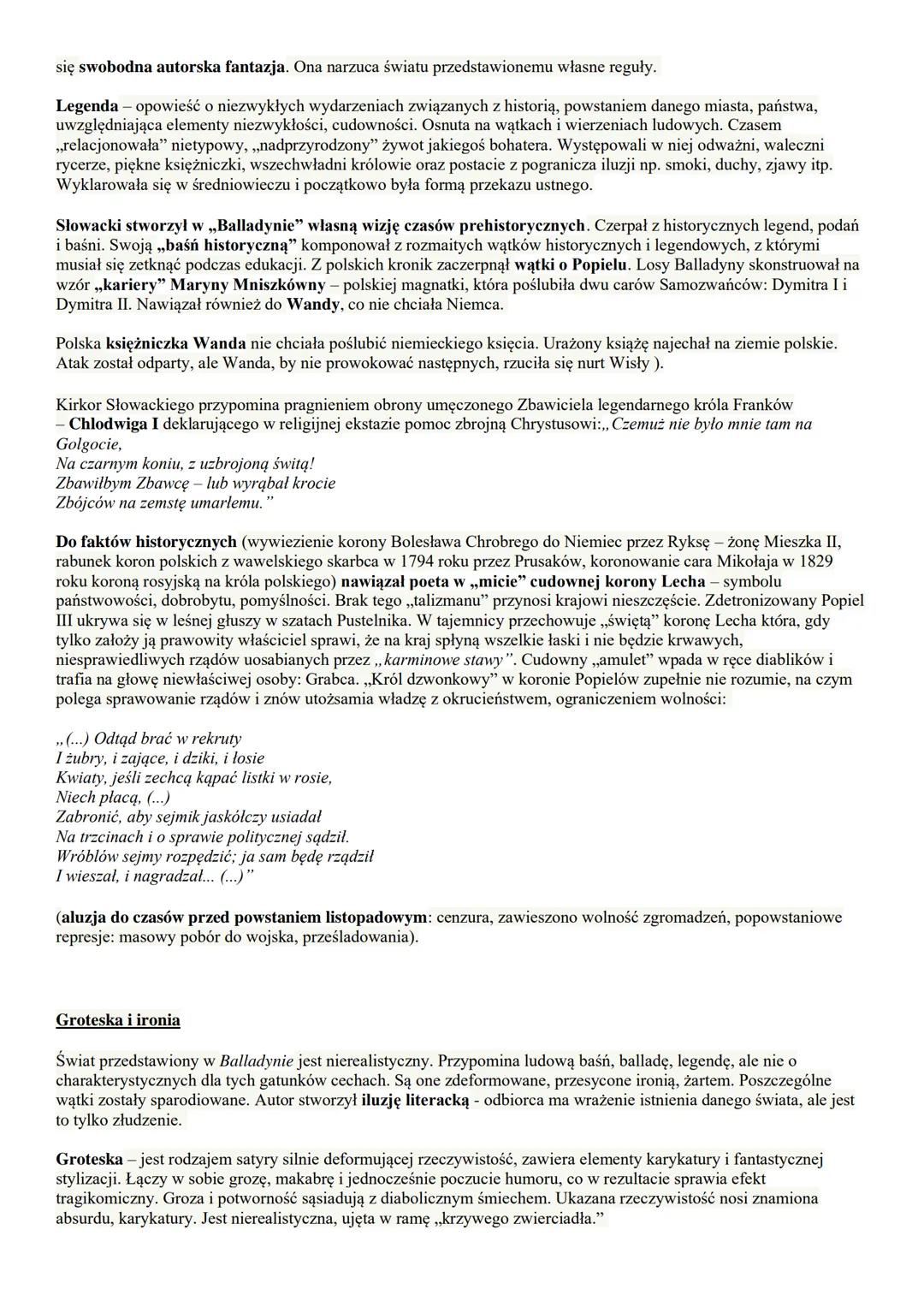 Balladyna
Streszczenie
List dedykacyjny
W liście dedykacyjnym z lipca 1839 roku Słowacki poświęca Balladynę swojemu przyjacielowi - Zygmunto