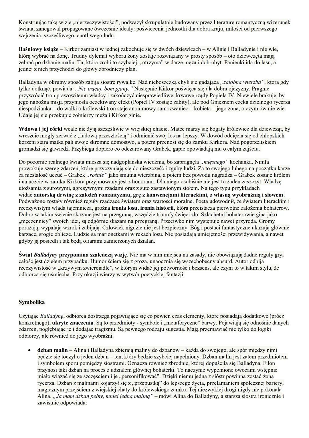 Balladyna
Streszczenie
List dedykacyjny
W liście dedykacyjnym z lipca 1839 roku Słowacki poświęca Balladynę swojemu przyjacielowi - Zygmunto