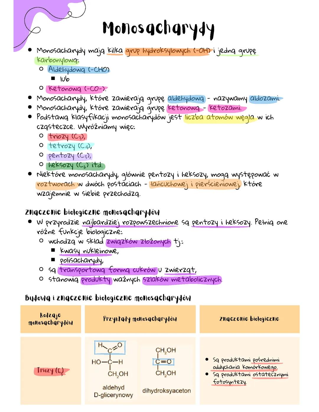 Monosacharydy i ich rola w biologii - Budowa i funkcje sacharydów