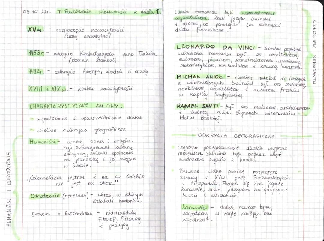 Czym jest humanizm i wielkie odkrycia geograficzne?