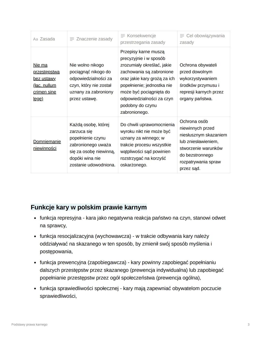 # Podstawy prawa karnego

*   Klasa
*   Klasa 3

*   Reviewed

Istota prawa karnego

Prawo karne - zbiór norm, które określają zasady stosow