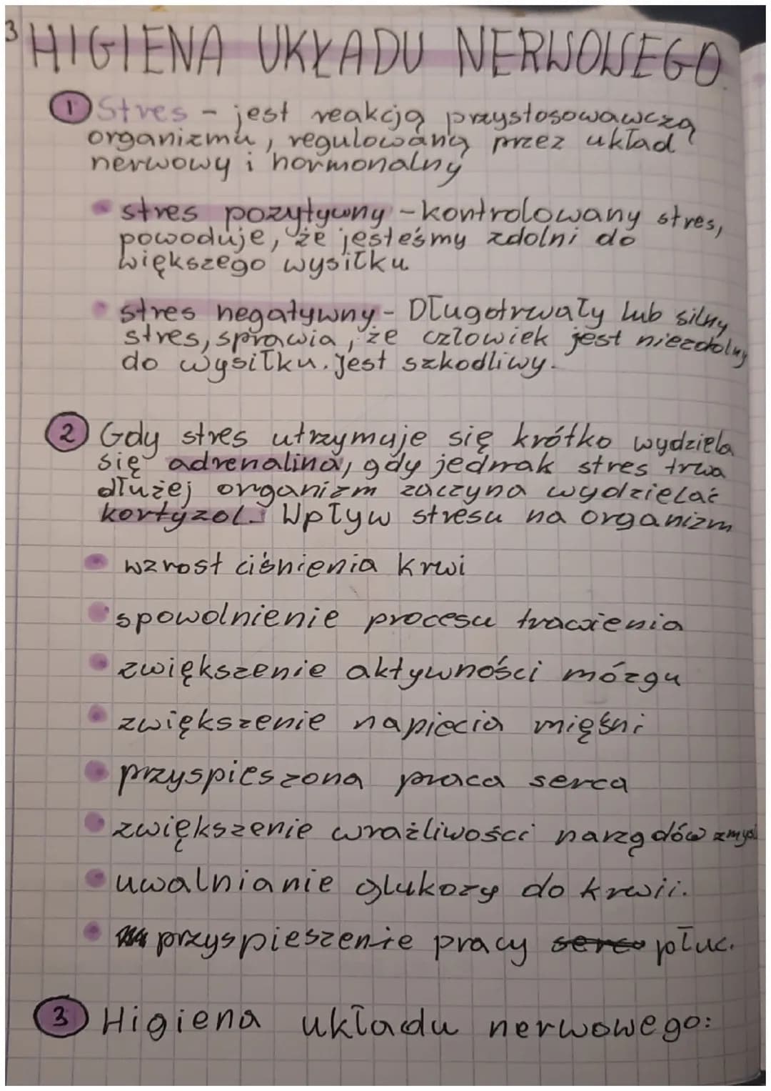 SHIGIENA UKLADU NERWOWEGO
Stres - jest reakcją przystosowawczą
organizmu, regulowany przez uklad
nerwowy i hormonalny
• stres pozytywny -kon