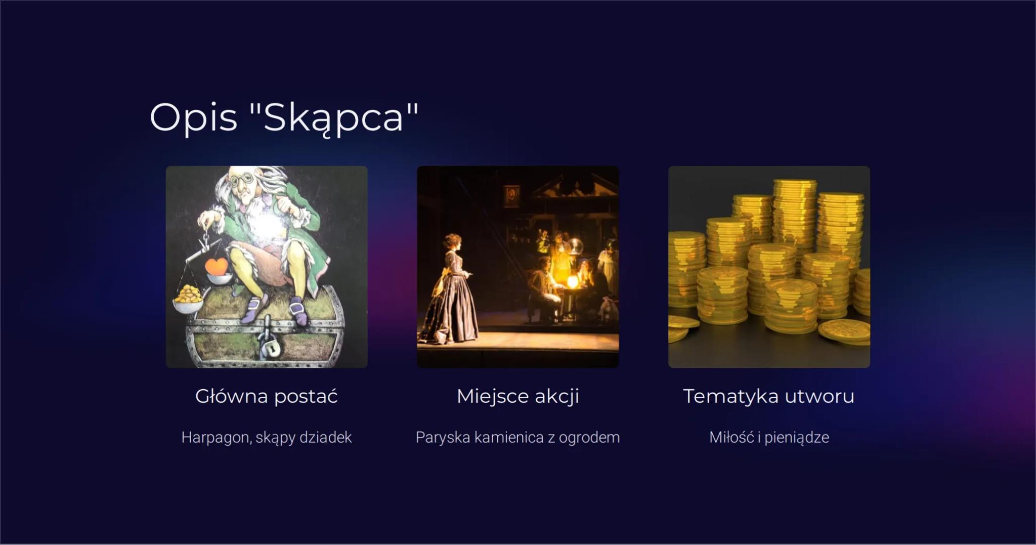 Molier - „Skąpiec"
Witajcie! Dziś chciałbym przedstawić wam dzieło jednego z najbardziej
znanych dramaturgów w dziejach Europy - Moliera. Sk