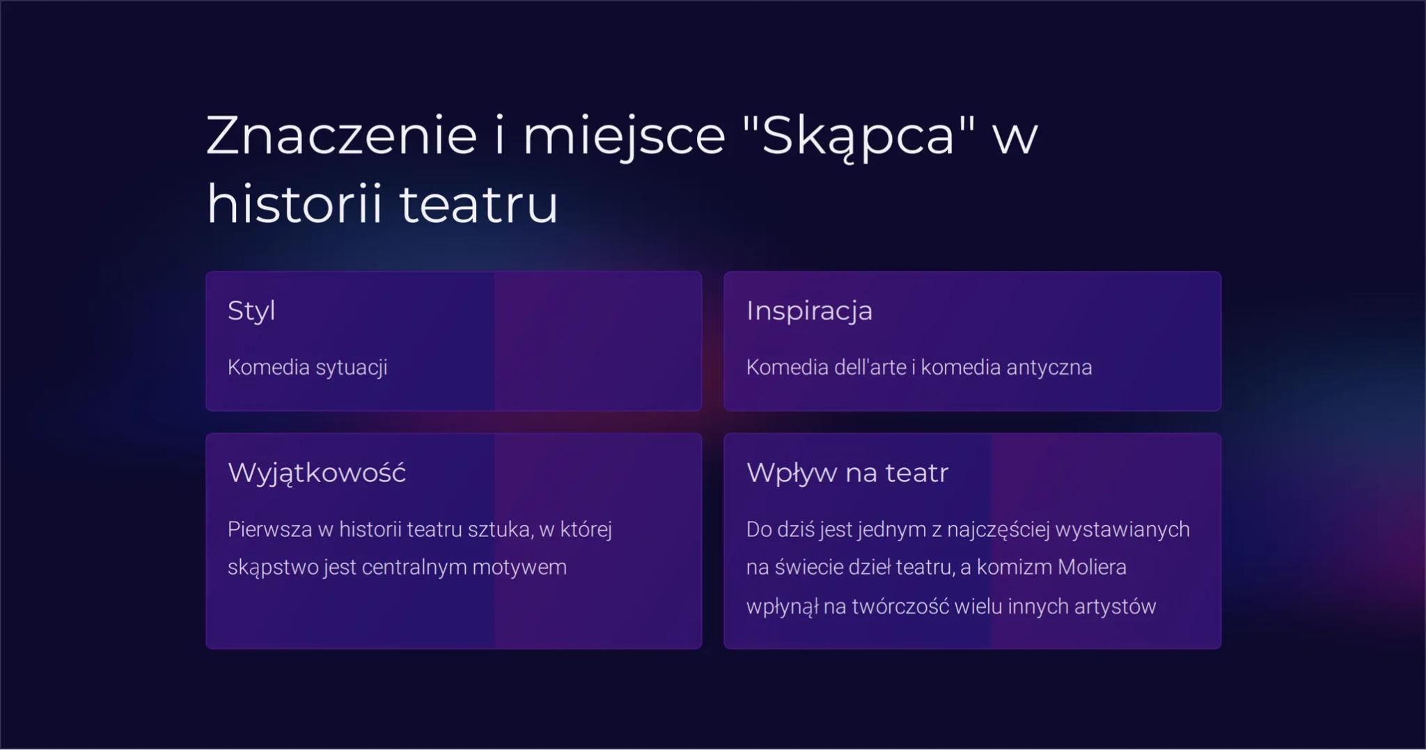 Molier - „Skąpiec"
Witajcie! Dziś chciałbym przedstawić wam dzieło jednego z najbardziej
znanych dramaturgów w dziejach Europy - Moliera. Sk