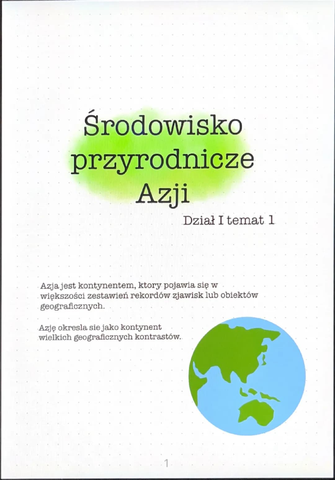 Środowisko
przyrodnicze
Azji
Dział I temat 1
Azja jest kontynentem, ktory pojawia się w
większości zestawień rekordów zjawisk lub obiektów
g