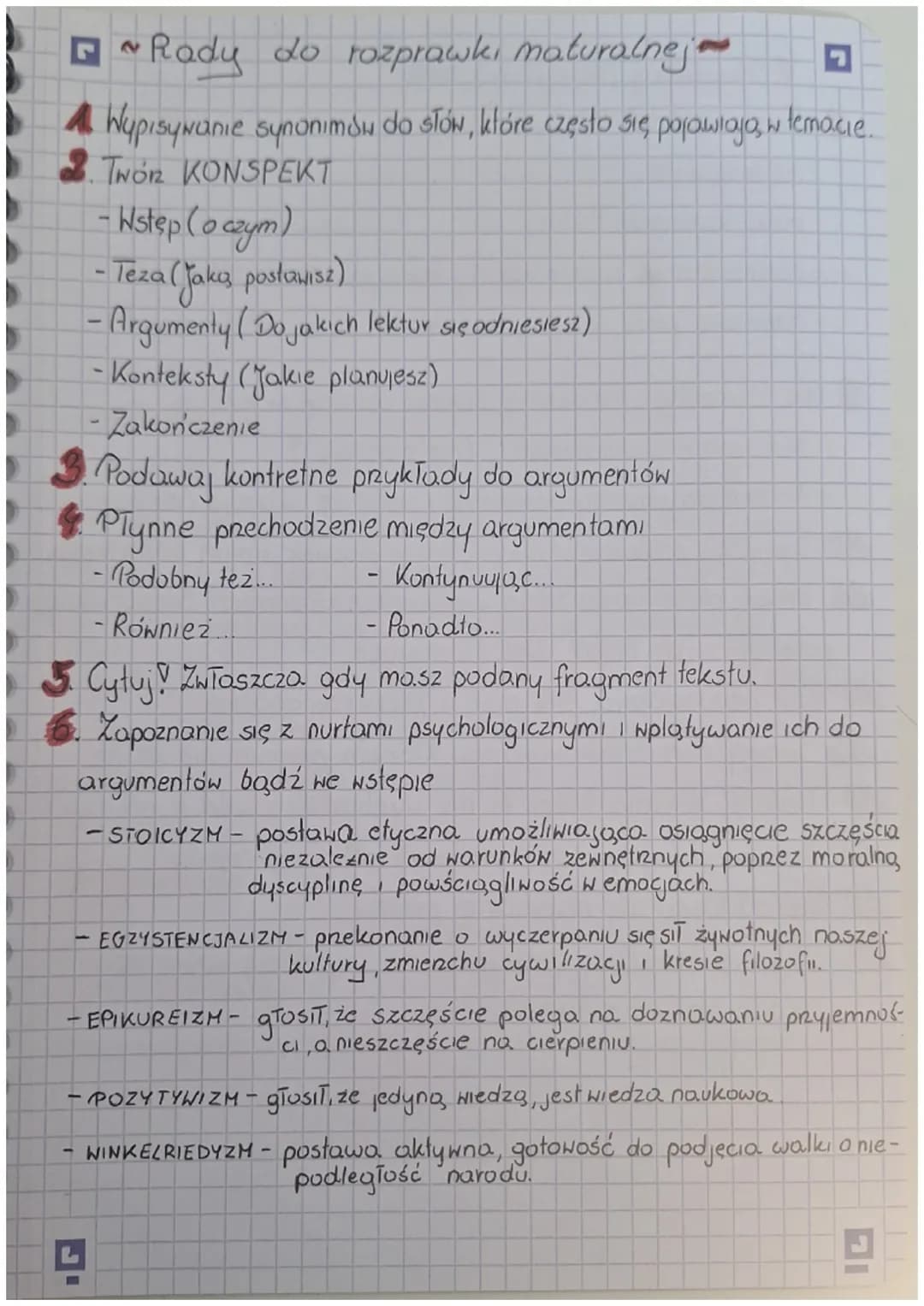 2
Rady do rozprawki maturalnej
G
Wypisywanie synonimów do słów, które często się pojawiają, w temacie...
2. TNOR KONSPEKT
Wstęp (o czym)
- T
