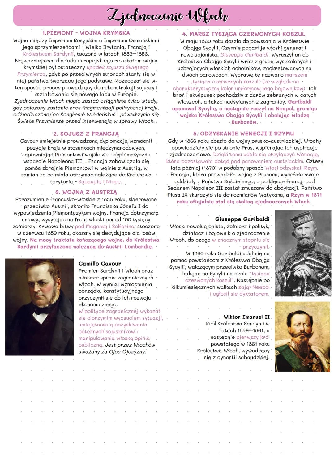 Zjednoczenie Whoch
1.PIEMONT - WOJNA KRYMSKA
Wojna między Imperium Rosyjskim a Imperium Osmańskim i
jego sprzymierzeńcami - Wielka Brytania,