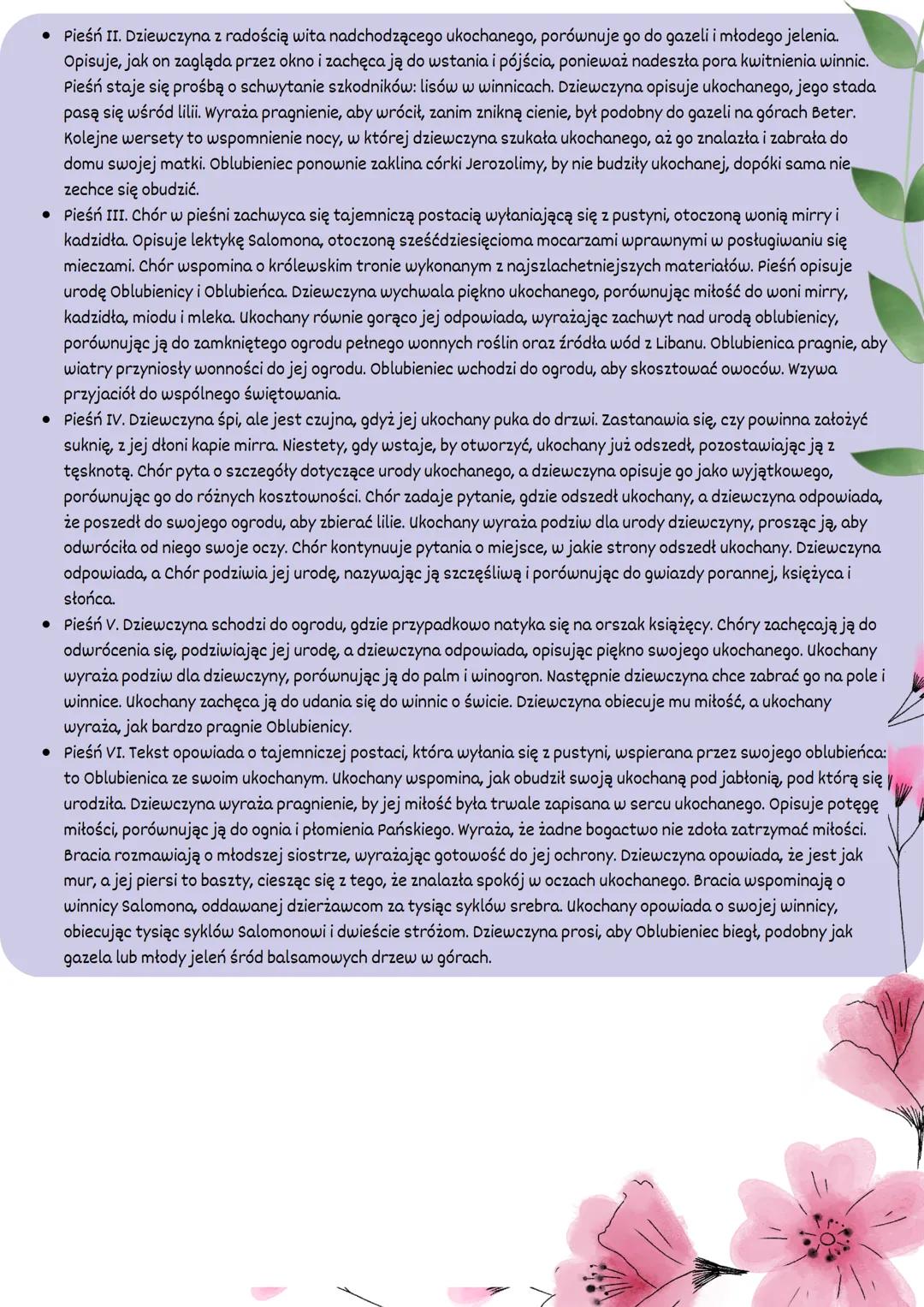 Pieśń nad Pieśniami
Informacje ogólne
Cykl pieśni miłosnych nawiązujący do tradycji bliskowschodnich śpiewów weselnych. Jedyna księga biblij