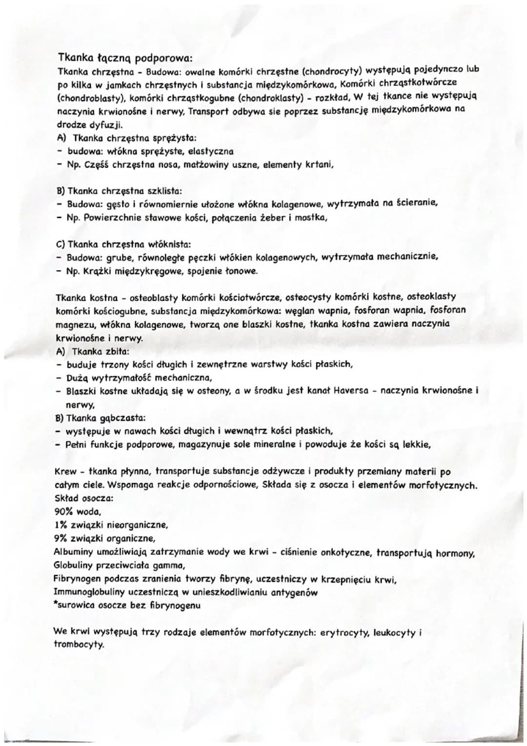 Tkanka łączna:
Cecha wspólna:
- Duża ilość substancji międzykomórkowej w której luźno ułożone są komórki,
Budowa:
- powstają z tkanki łączne