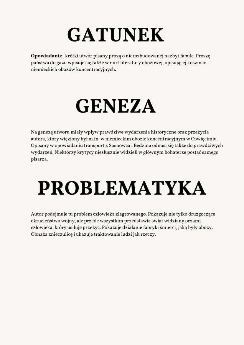 ..Proszę Państwa do gazu..
TADEUSZ
BOROWSKI PYTANIA JAWNE MATURA 2024
Tadeusz Borowski, Proszę państwa do gazu
I. Literacki obraz zdehumaniz