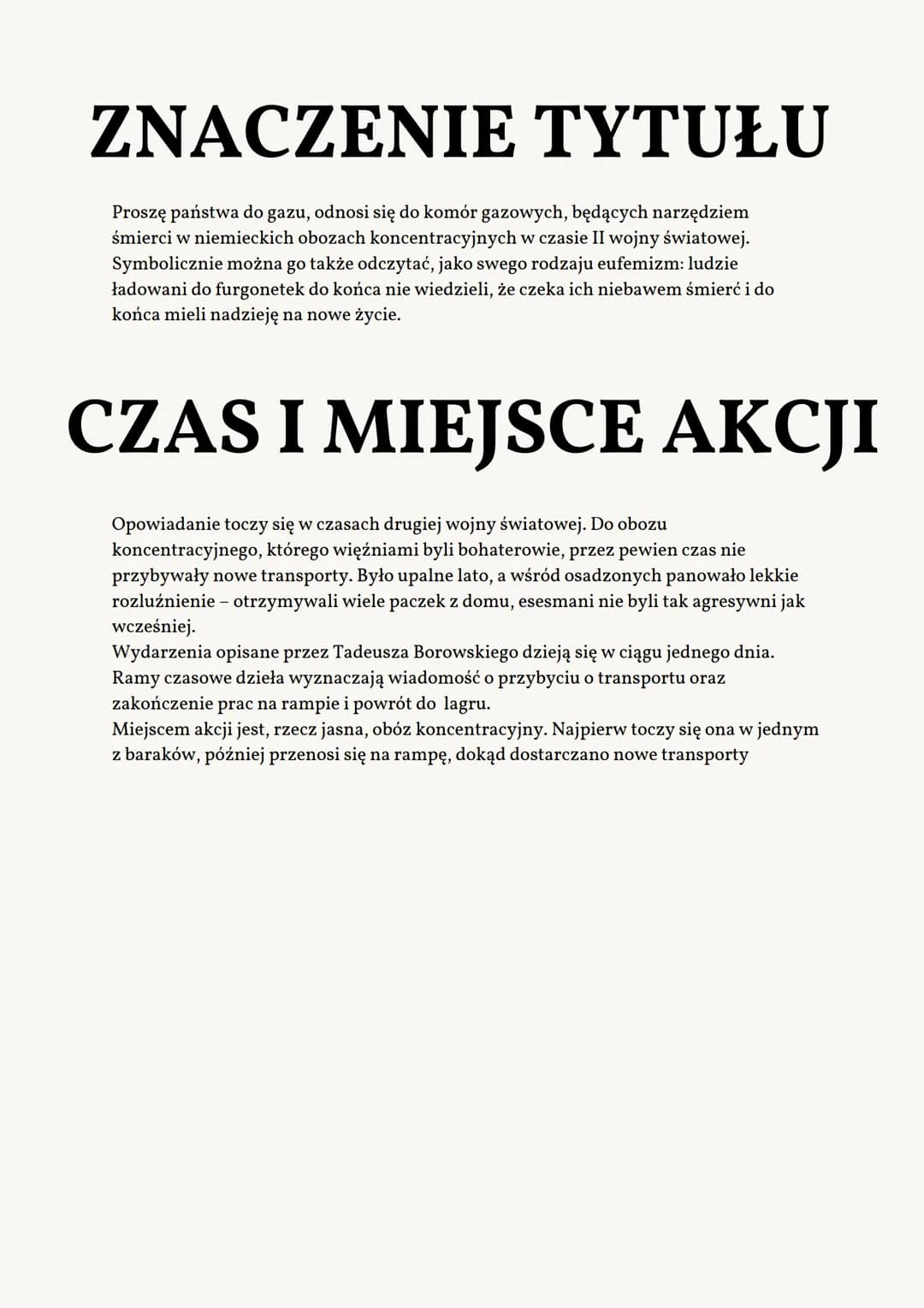 ..Proszę Państwa do gazu..
TADEUSZ
BOROWSKI PYTANIA JAWNE MATURA 2024
Tadeusz Borowski, Proszę państwa do gazu
I. Literacki obraz zdehumaniz