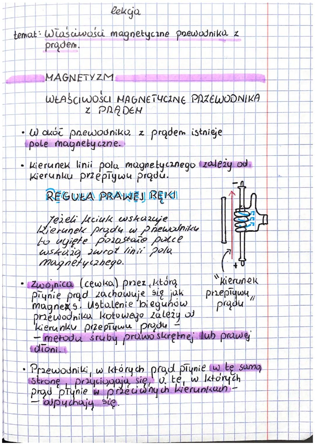lekcja

temat: Właściwości magnetyczne prewodnika z
prądem.

MAGNETYZM

WŁAŚCIWOŚCI MAGNETYCINE PRZEWODNIKA
2 PRADEM

• Wokół prewodniku, z 