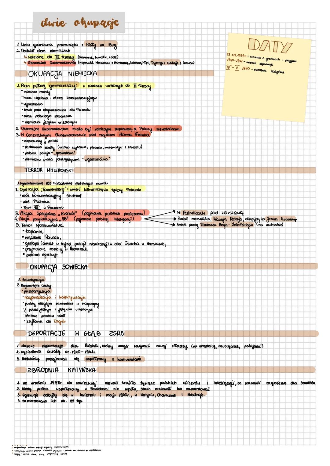 dwie okupacje
Histy
1. Unia graniczna przesunięta z
2. Podział ziem niemieckich
вид
Haielone do II Rzeszy (Pomorce, Suwałki, Łódź)
↳ General