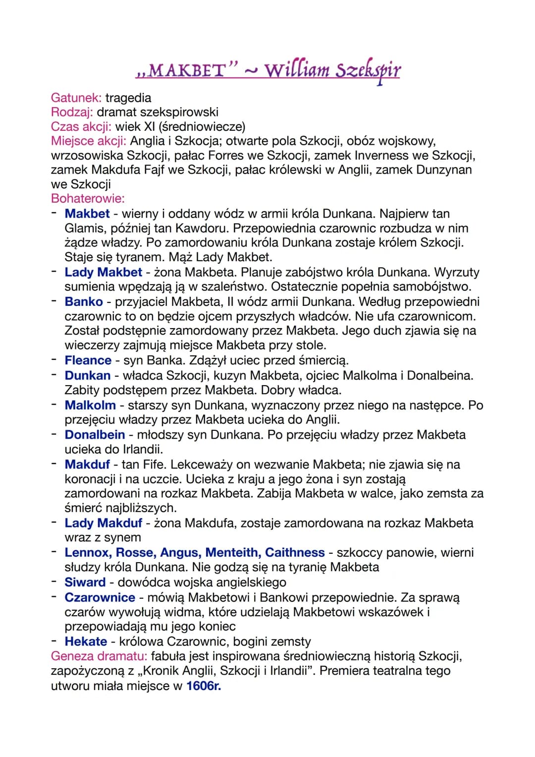 "Makbet" William Szekspir 
