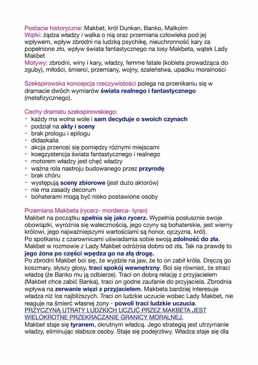 -
Gatunek: tragedia
Rodzaj: dramat szekspirowski
Czas akcji: wiek XI (średniowiecze)
Miejsce akcji: Anglia i Szkocja; otwarte pola Szkocji, 