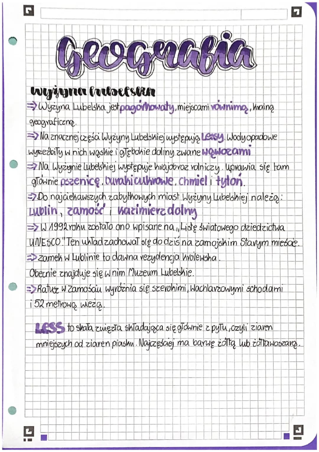Geografia
wyżyna intsefsirn
Wyżyna Lubelska jest pagovhowały, miejscami vonimą, kainą
geograficzną.
=>Na znacznej części Wyżyny Lubelskiej w