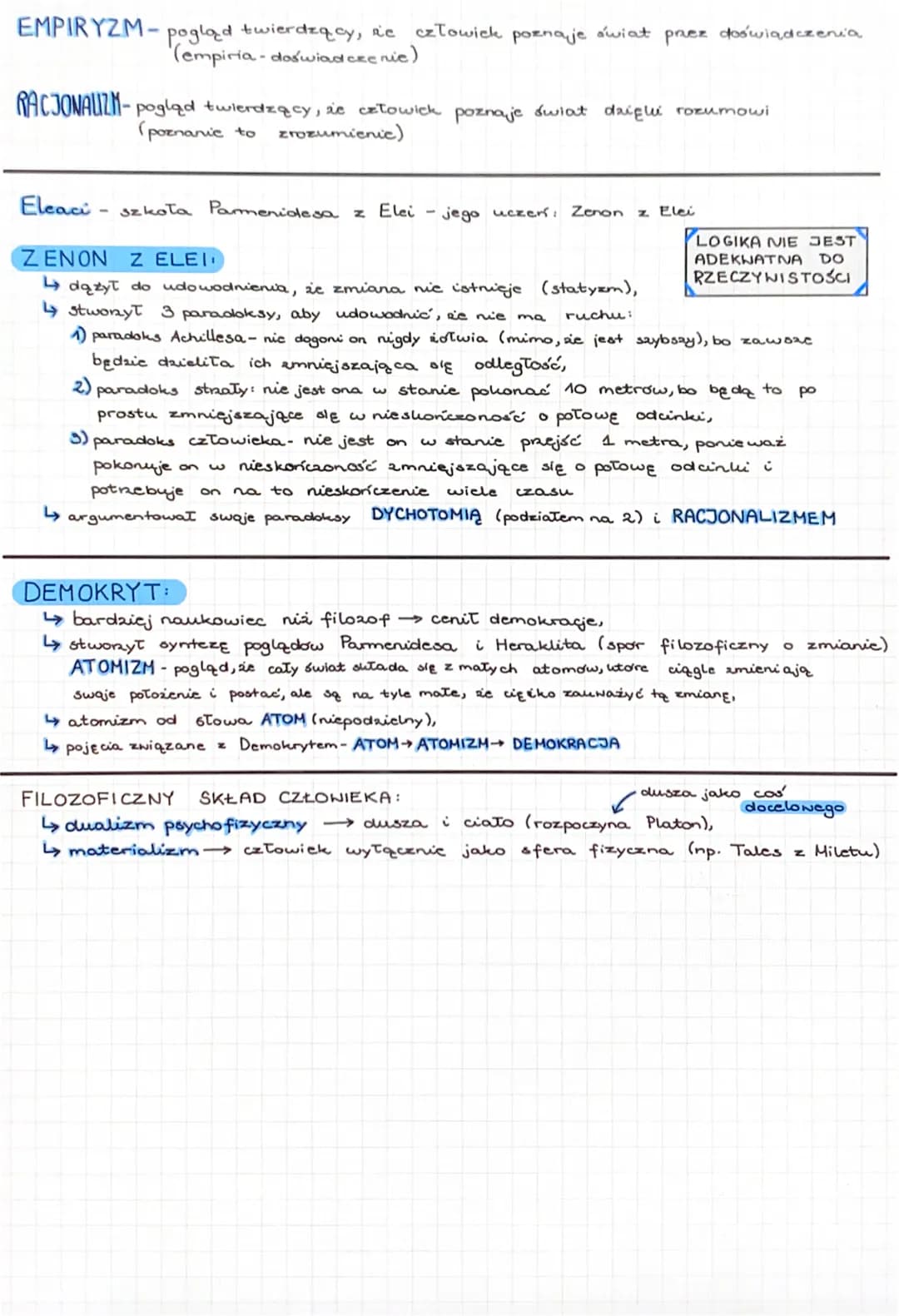 EMPIRYZM-pogląd twierdzący, ac
(empiria- doświadczenie)
człowiek poznaje świat
prez doświadczenia
RACJONALIZM-pogląd twierdzący, że człowiek