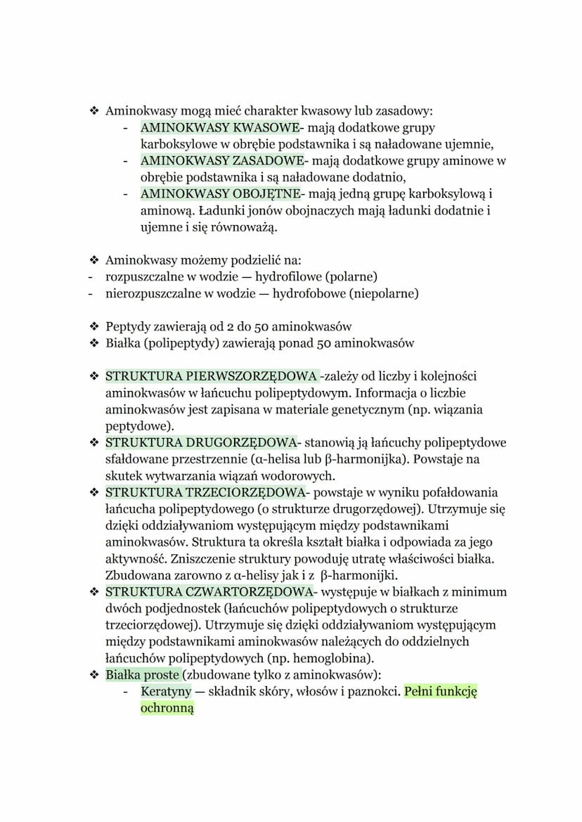 Białka i aminokwasy
Białka są głównym składnikiem budulcowym komórek i tkanek oraz
odgrywają kluczową rolę w metabolizmie. Białka składają s