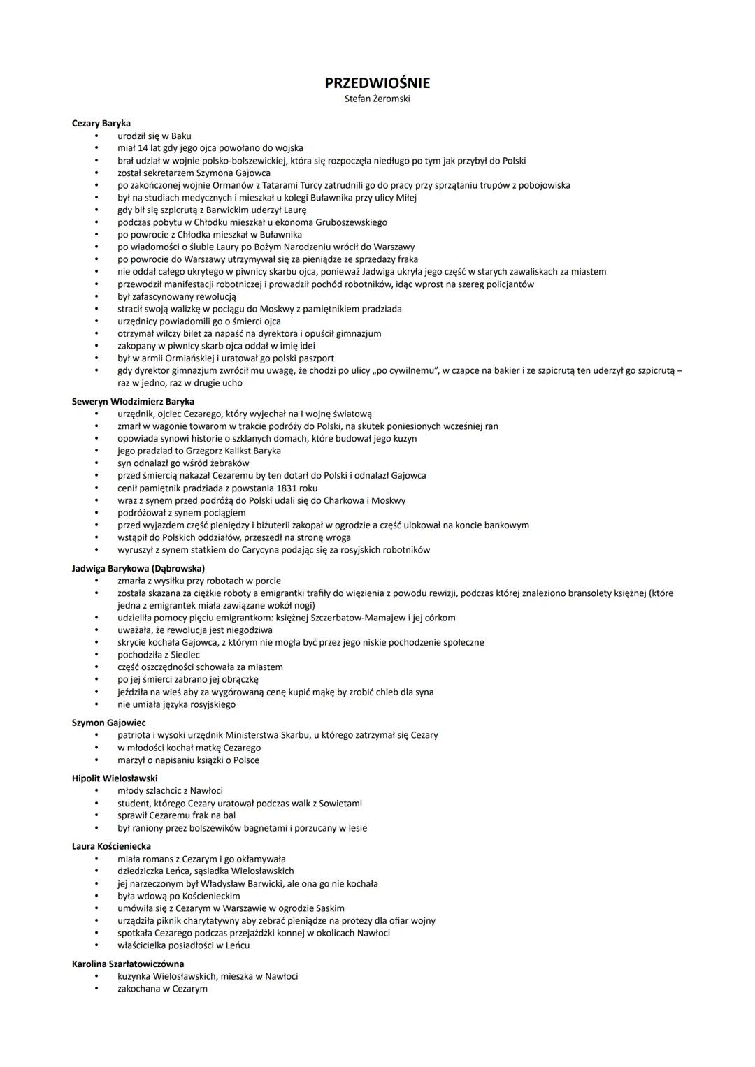 # PRZEDWIOŚNIE
Stefan Żeromski

Cezary Baryka

*   urodził się w Baku
*   miał 14 lat gdy jego ojca powołano do wojska
*   brał udział w woj