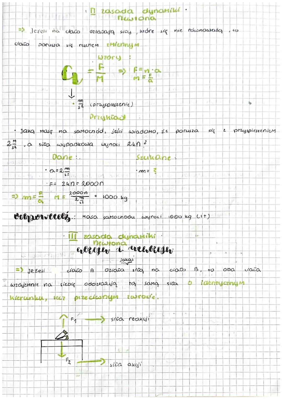 - zasada dynamiki
Newtona

=> Jeżeli na claco ozlatają sicLy, które się nie równoważa , 10
ciaño porusza się ruchem emlerinym

- W70rLy:
$
\