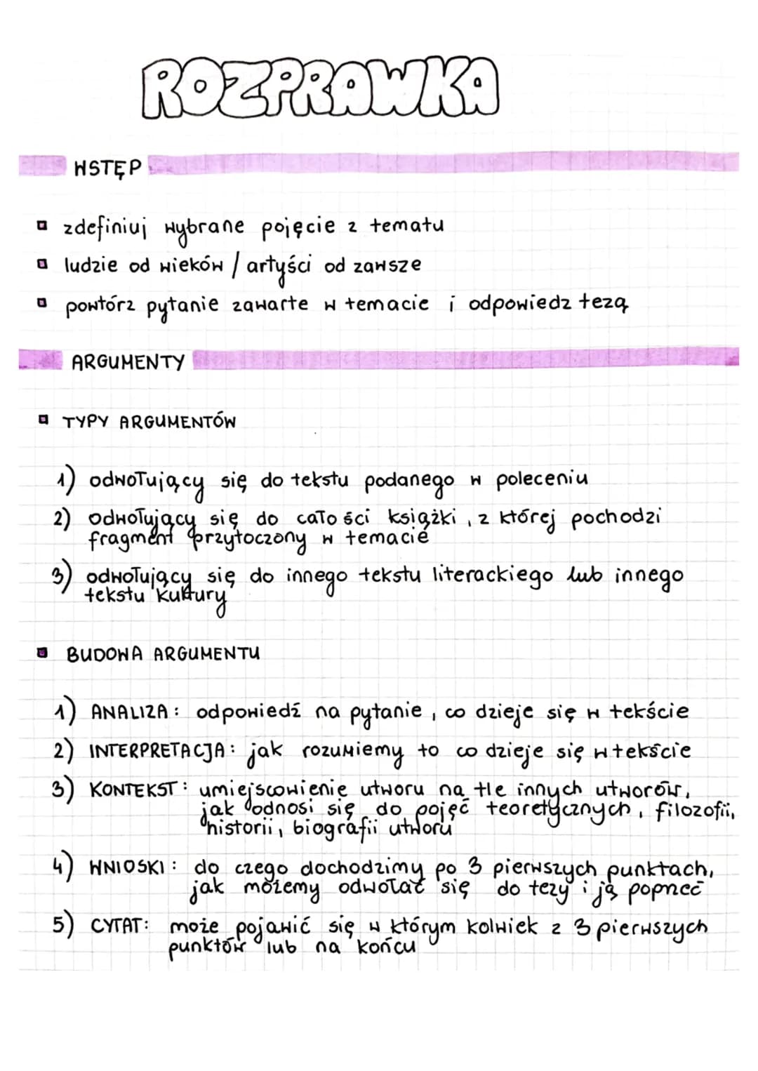 ROZPRAWKA
HSTĘP
zdefiniuj wybrane pojęcie z tematu
□ ludzie od wieków / artyści od zawsze
□ powtórz pytanie zawarte w temacie i odpowiedz te