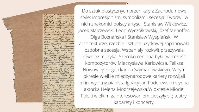 Polska kultura i nauka
przedłomu XIX i XX wieku Upadek powstanie styczniowego
przyniósł w polskiej kulturze
koniec dominacji romantyzmu,
gło