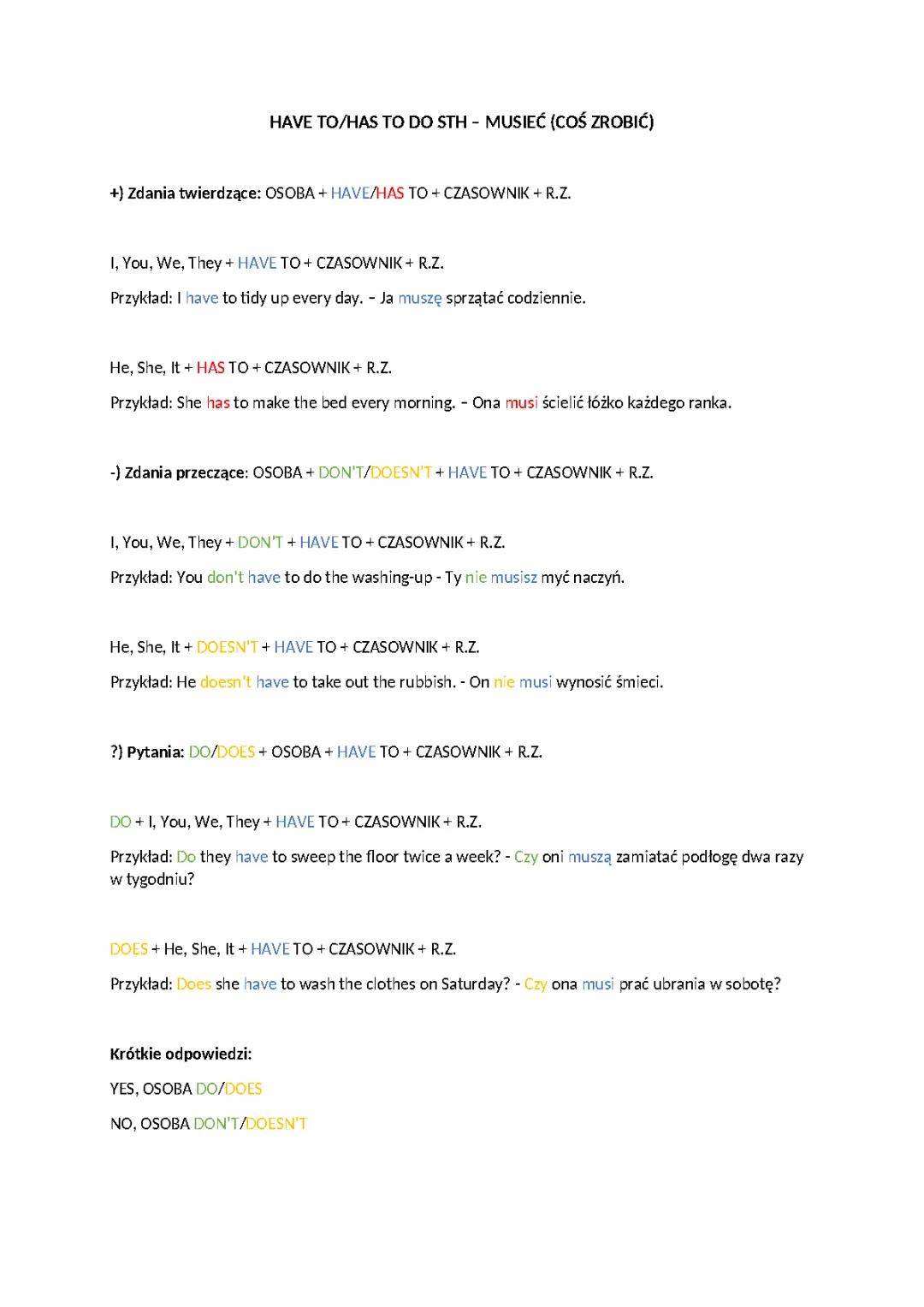Wyrażenie 'Have to' - jak poprawnie używać