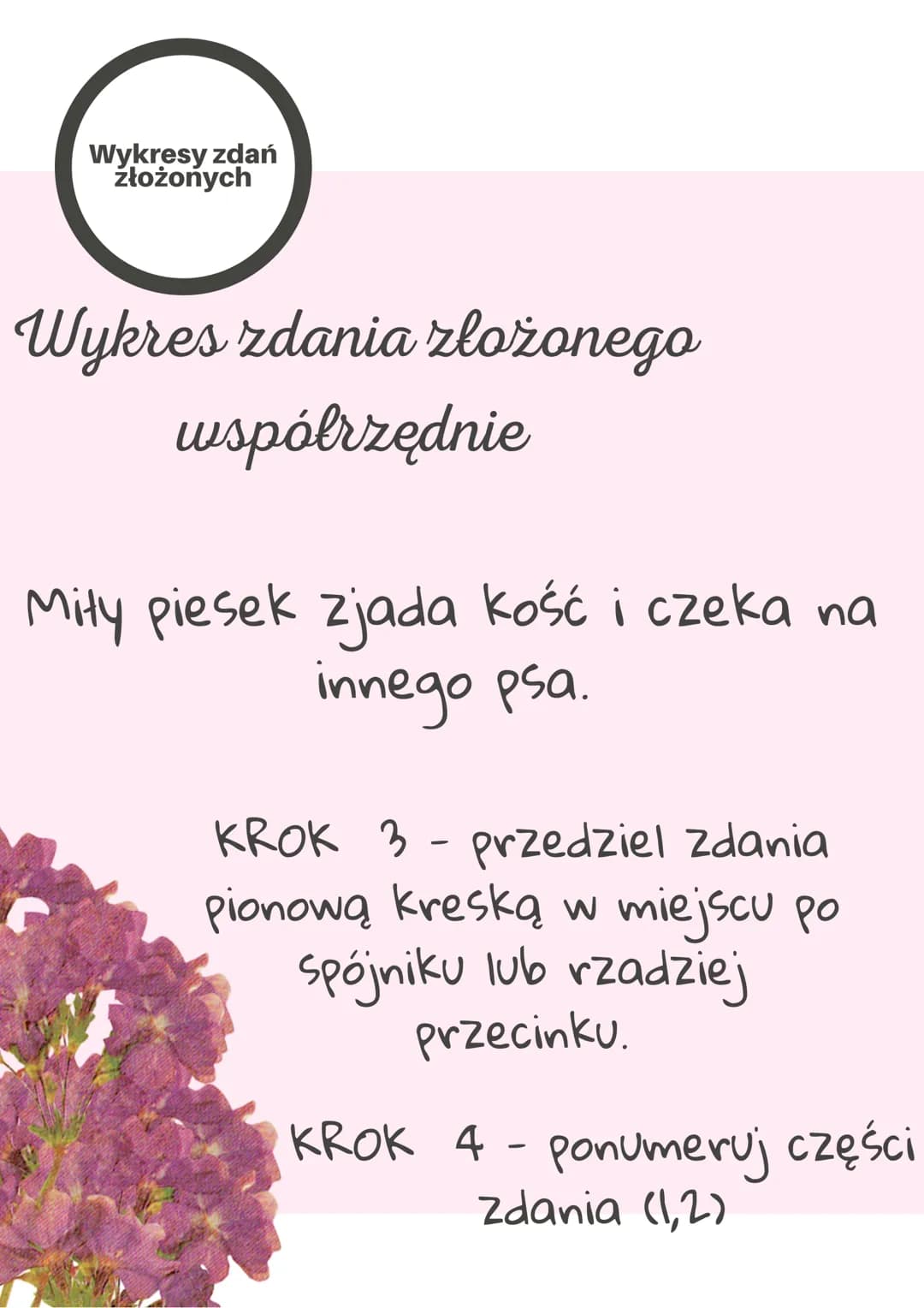 Wykresy zdań
złożonych
Zdania złożone współrzędnie
W zdaniu złożonym
współrzędnie zdania składowe
nie określają się wzajemnie.
Jedno zdanie 