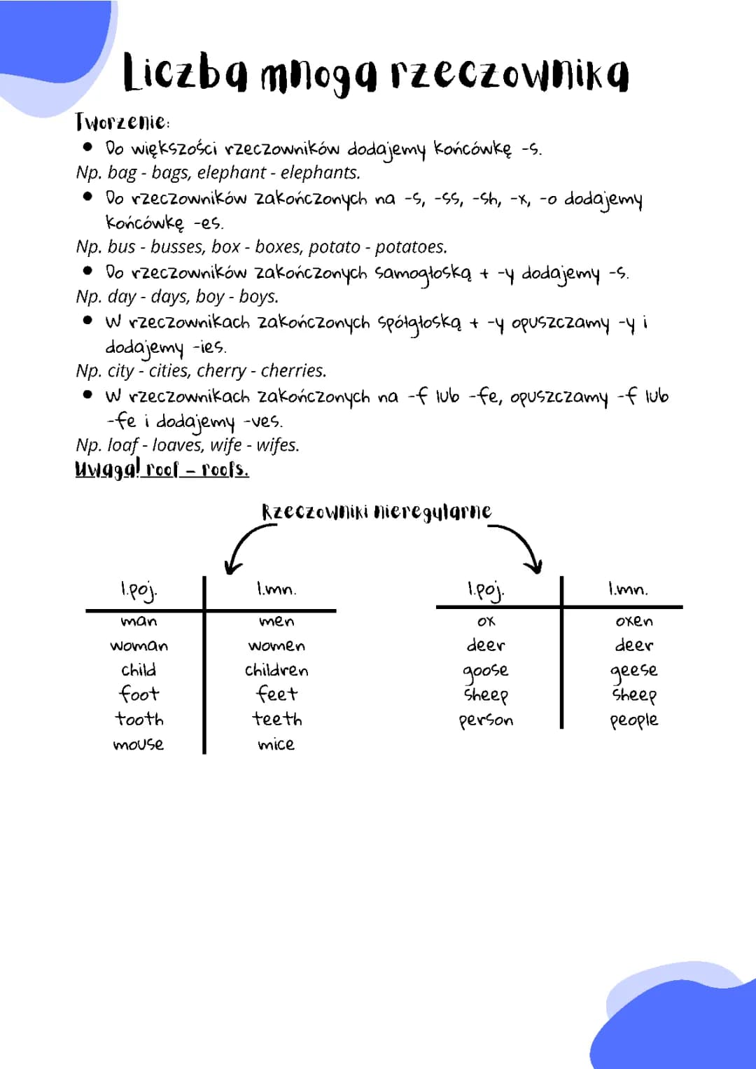 Liczba mnoga rzeczowników