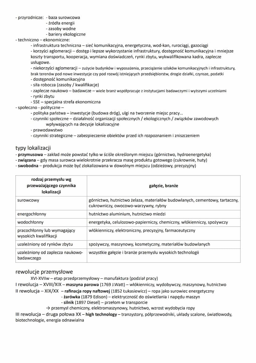 PRZEMYSŁ- - dział gospodarki zajmujący się wydobywaniem / pozyskiwaniem zasobów naturalnych i
przetwarzaniem ich w dobra produkcyjne i konsu
