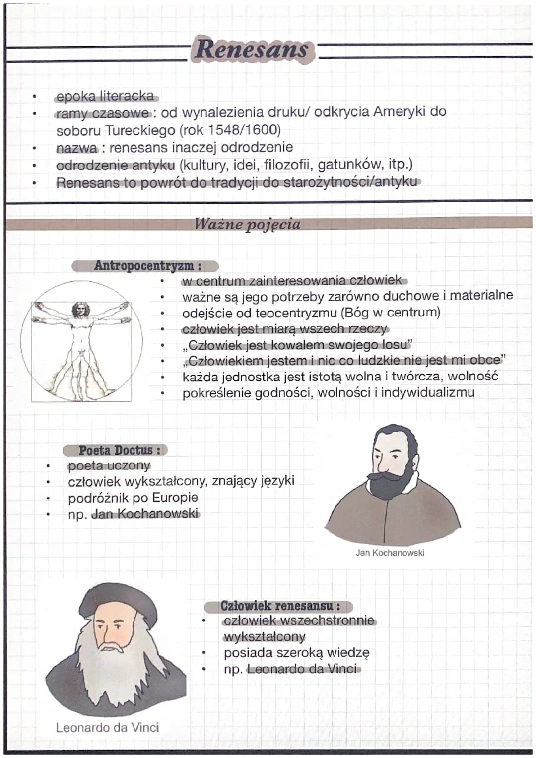 renesans notatka opracowanie epoki literackiej 