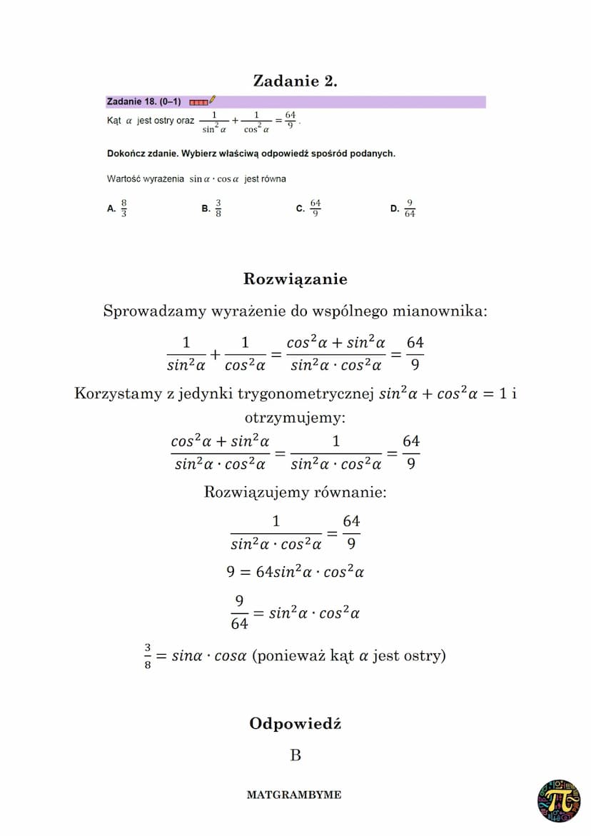 TRYGONOMETRIA
Definicja funkcji trygonometrycznych kąta ostrego w
trójkącie prostokątnym
a
sina
с
30
с
COSC = –
y=sinx
-2m
tga
=
ycosx
α
PD
