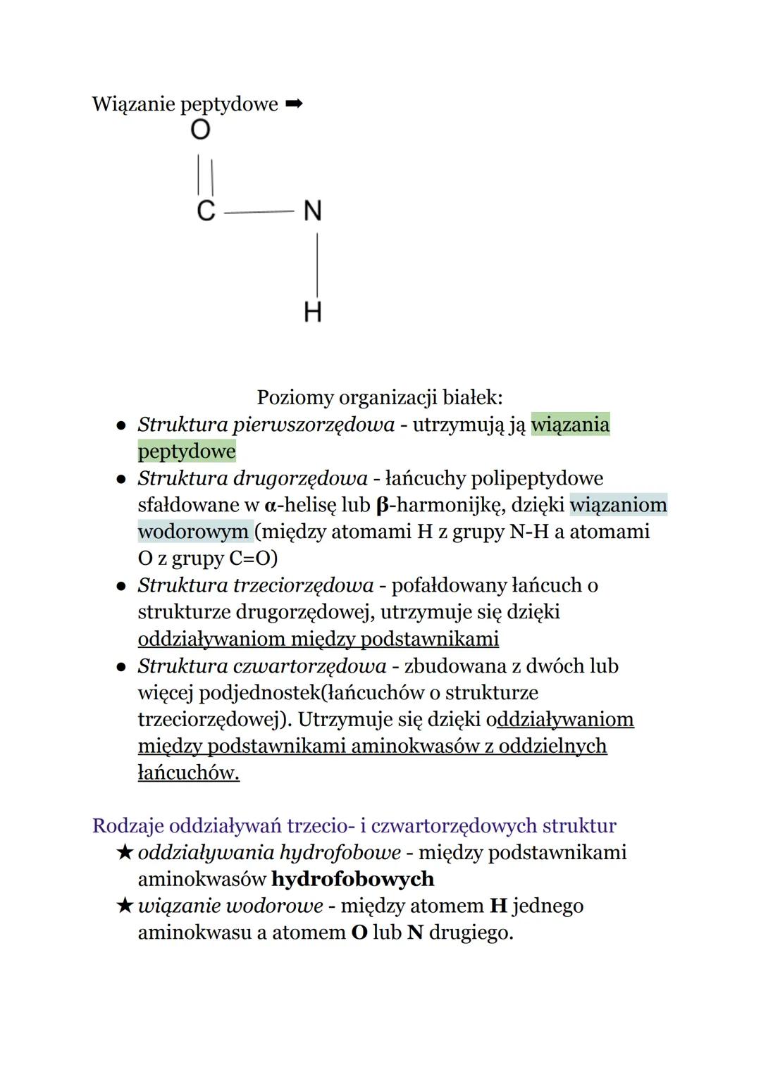 Aminokwasy. Budowa i funkcje białek
Budowa: C, N, H, Oi grupa aminowa (-NH2) i grupa
karboksylowa (-COOH)
Aminokwasy białkowe - mogą się łąc