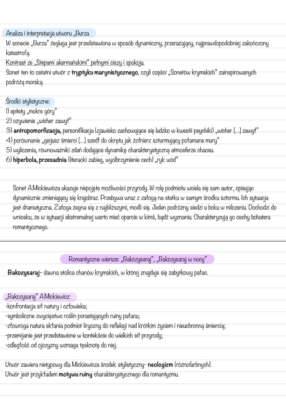 Sonety A.Mickiewicza
Cykl Sonetów krymskich" Adama Mickiewicza obejmuje 18 utworów stanowiących artystyczną całość. W utworach
„Stepy akerma
