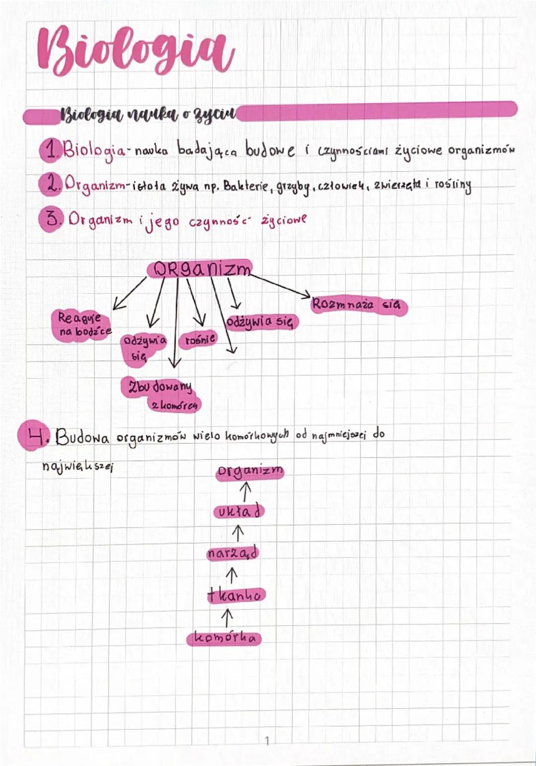 # Biologia

Biologia nauka о зусім

1. Biologia-nauka badająca budowe i czynnościami życiowe organizmón
2. Organizm-istoła żywa np. Bakterie
