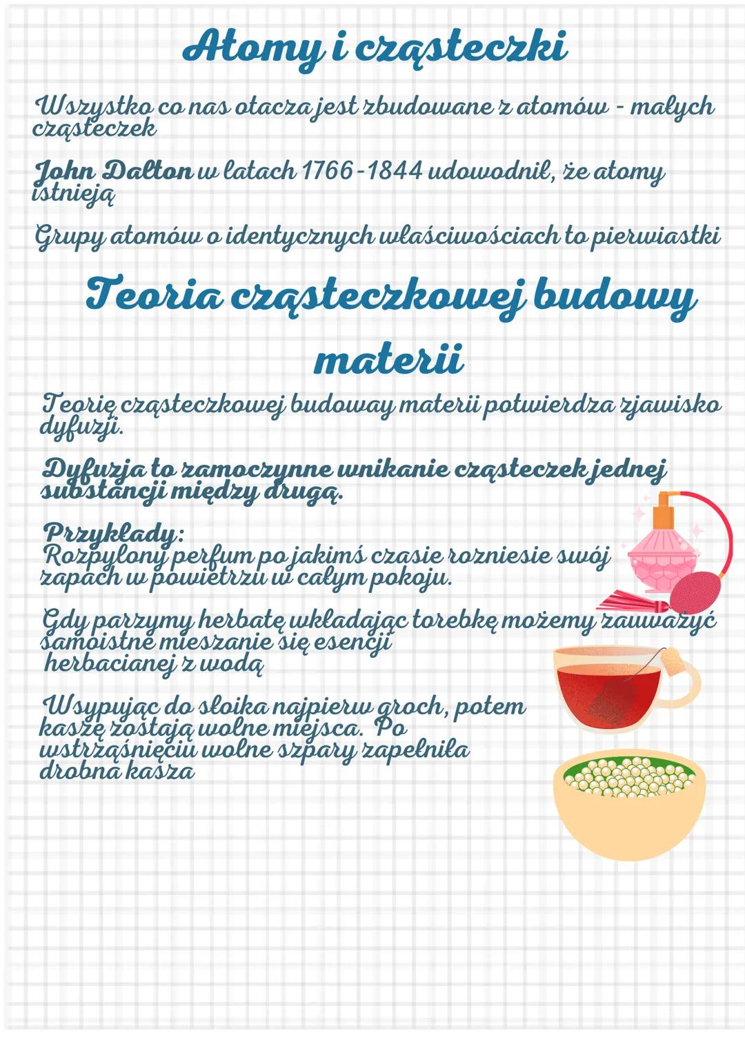 Atomy i cząsteczki
Wszystko co nas otacza jest zbudowane z atomów - malych
cząsteczek
John Dalton w latach 1766-1844 udowodnil, że atomy
ist