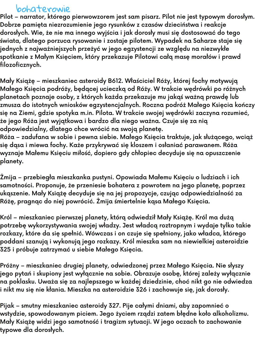 # Mały książe

Antoine de Saint-Exupery

Czas i miejsce akcji

Właściwa akcja Małego Księcia rozgrywa się w ciągu 8 dni na Saharze - w
miejs