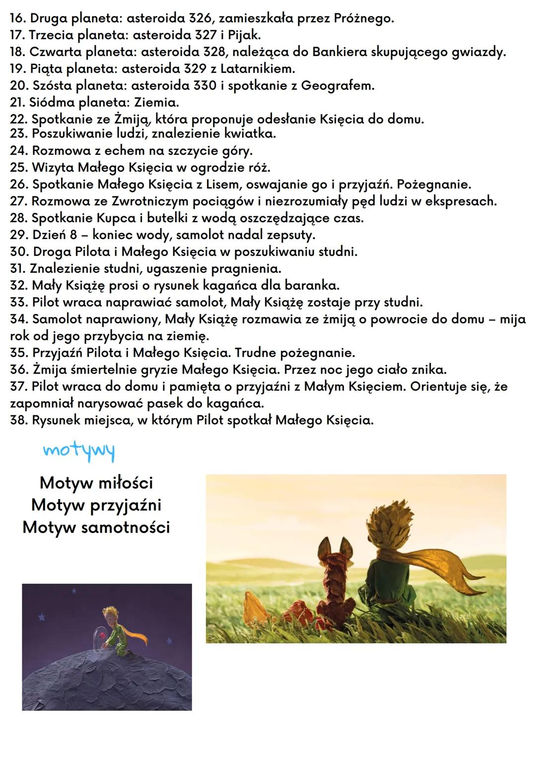 # Mały książe

Antoine de Saint-Exupery

Czas i miejsce akcji

Właściwa akcja Małego Księcia rozgrywa się w ciągu 8 dni na Saharze - w
miejs