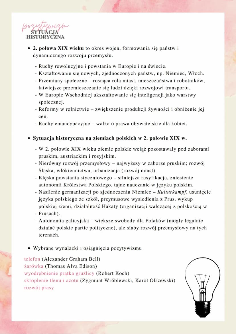 @olusiaola
"WIEK PARY I ELEKTRYCZNOŚCI"
POZYTYWIZM
pozytywizm
RAMY CZASOWE
• Ramy czasowe pozytywizmu zasadniczo obejmują 2. połowę XIX w.
P
