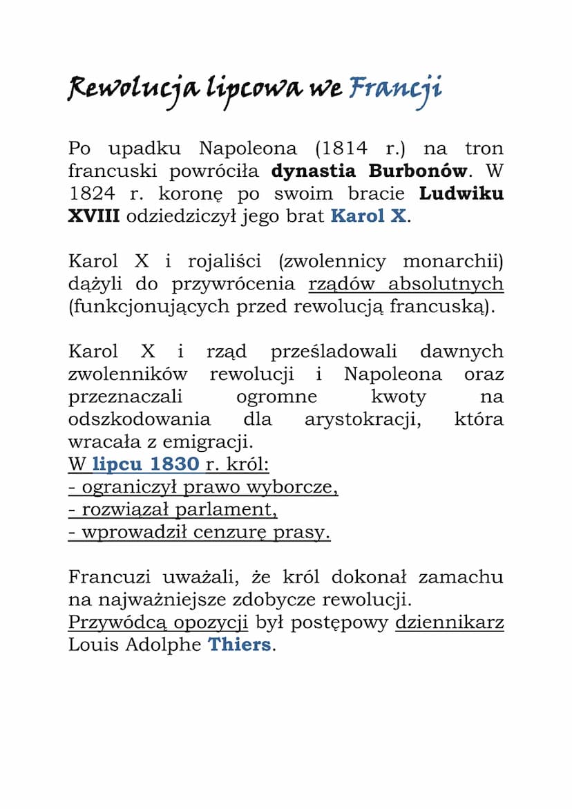 Nowy czy stary porządek w Europie
Wydarzenia w kolejności chronologicznej
1815 - zakończenie kongresu wiedeńskiego
1820 - powstanie karbonar